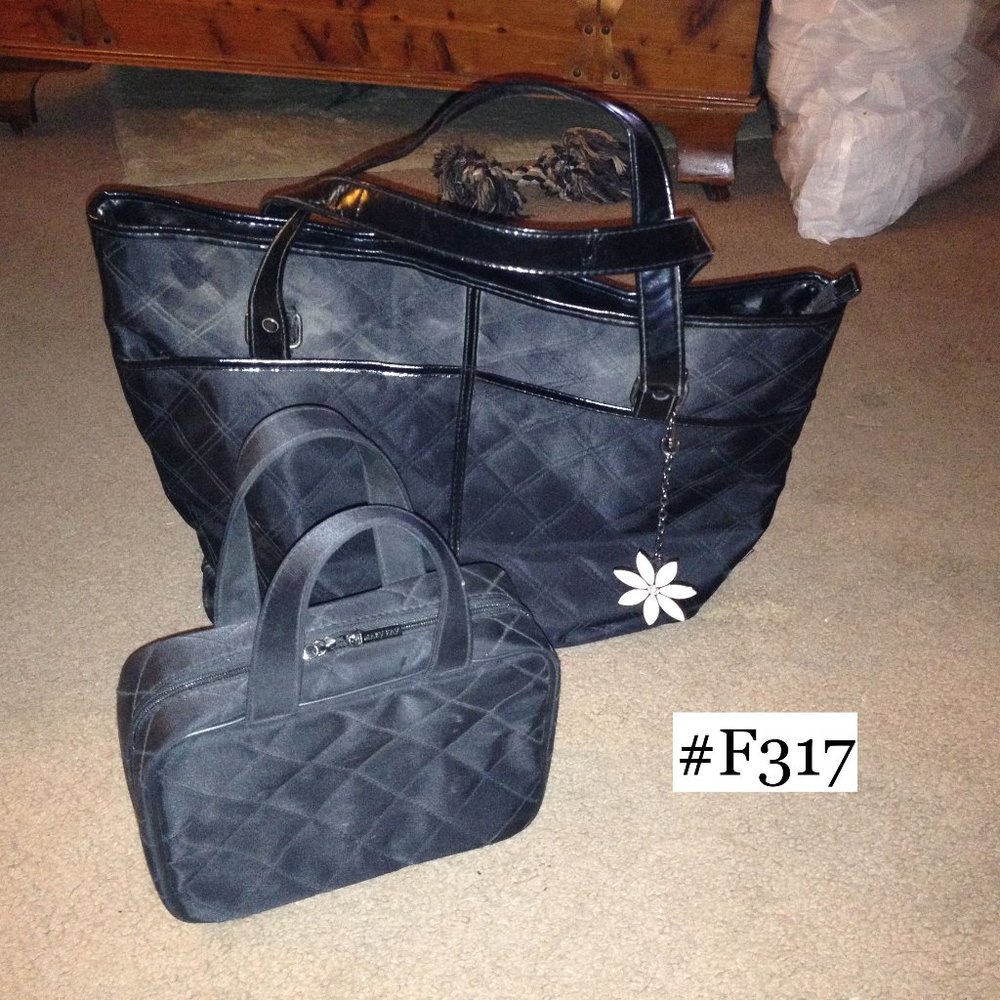 Black Quilted Travel Tote & Toiletry Kit by Mary Kay (gently used)